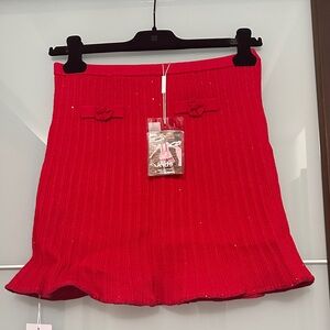 Self-Portrait Kids Vibrant Red Skirt with Bow Accents